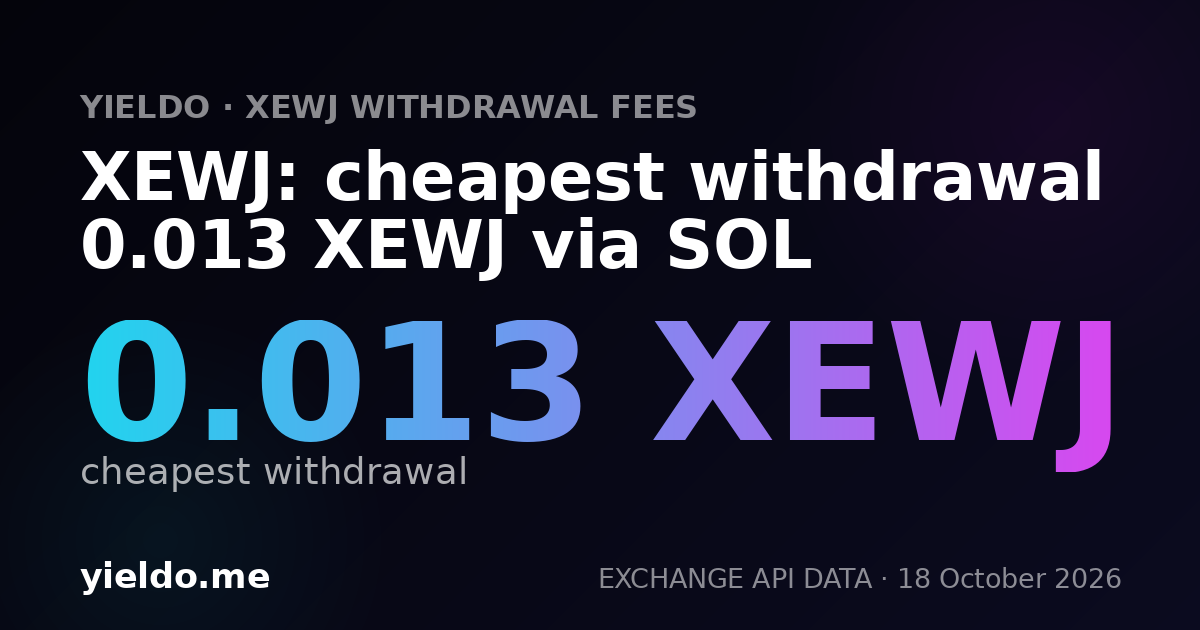 XEWJ: cheapest withdrawal 0.012 XEWJ via SOL