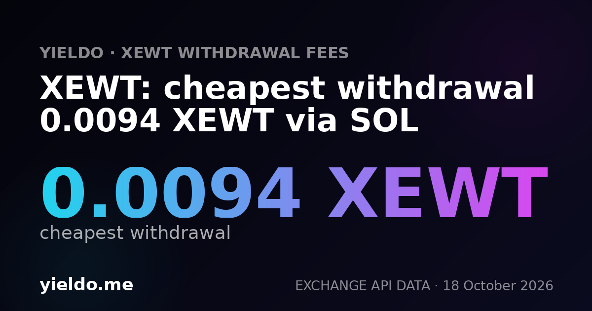 XEWT: cheapest withdrawal 0.0094 XEWT via SOL