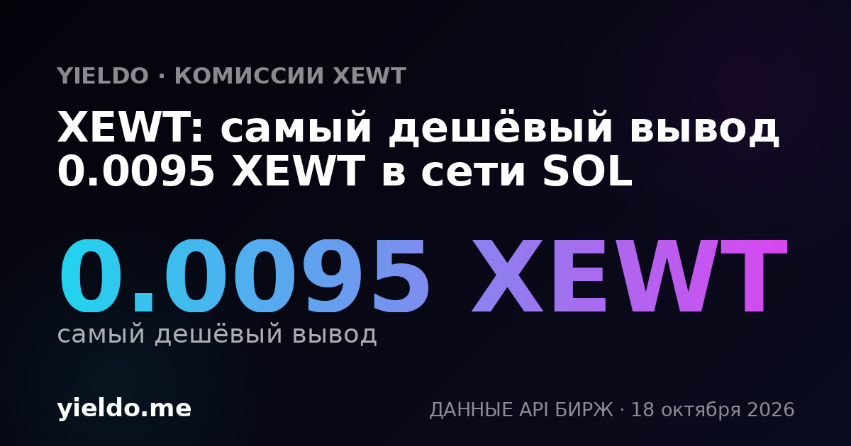 XEWT: самый дешёвый вывод 0.0094 XEWT в сети SOL