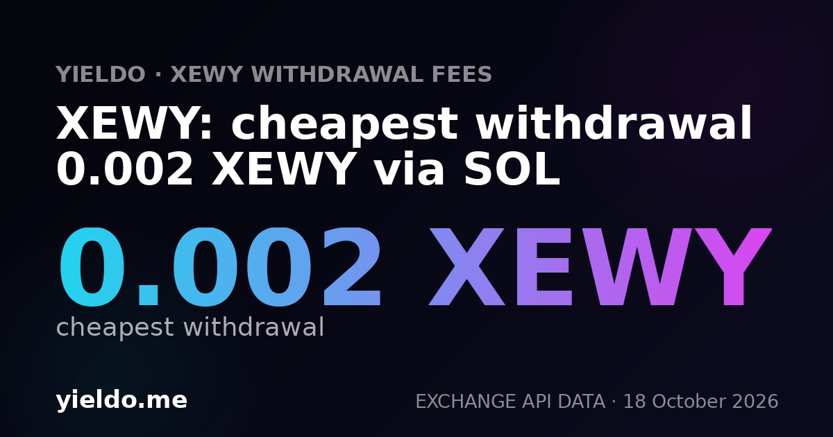 XEWY: cheapest withdrawal 0.002 XEWY via SOL