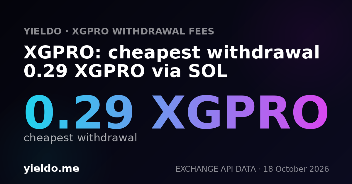 XGPRO: cheapest withdrawal 0.29 XGPRO via SOL