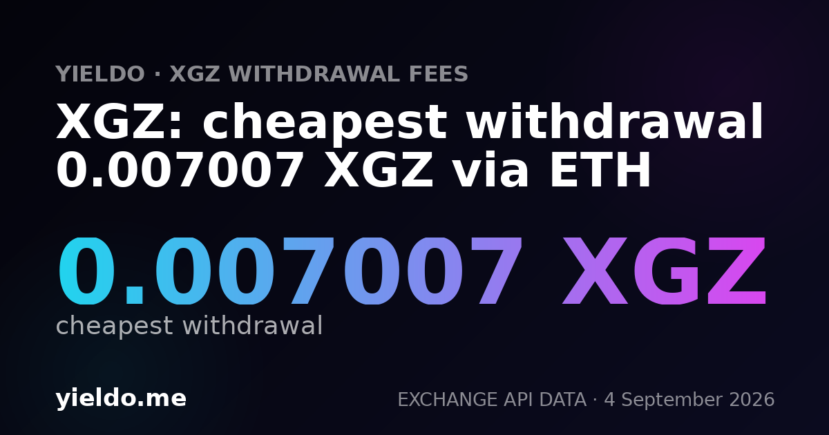 XGZ: cheapest withdrawal 0.007007 XGZ via ETH