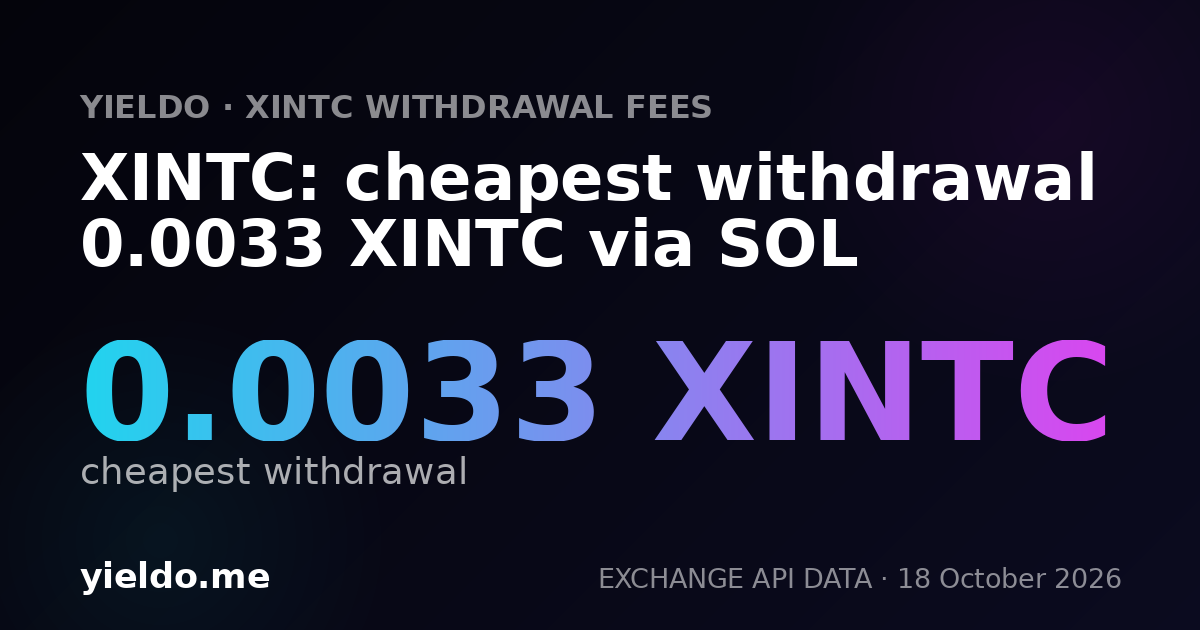 XINTC: cheapest withdrawal 0.0033 XINTC via SOL