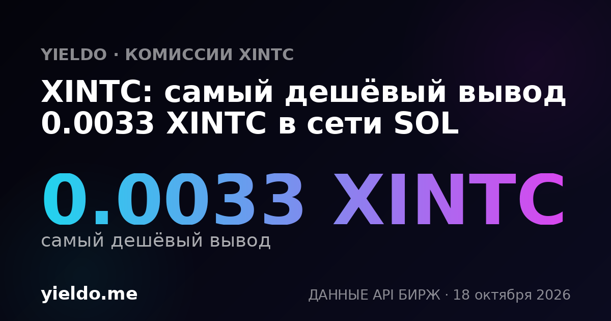 XINTC: самый дешёвый вывод 0.0033 XINTC в сети SOL