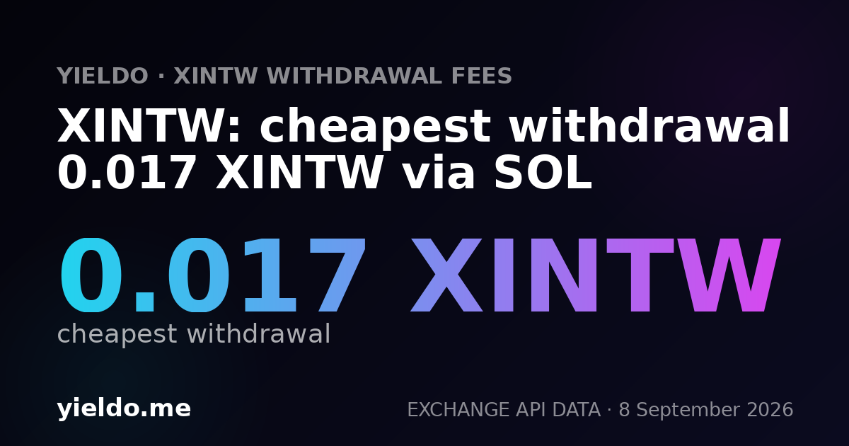 XINTW: cheapest withdrawal 0.017 XINTW via SOL