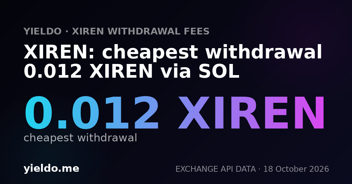 XIREN: cheapest withdrawal 0.011 XIREN via SOL