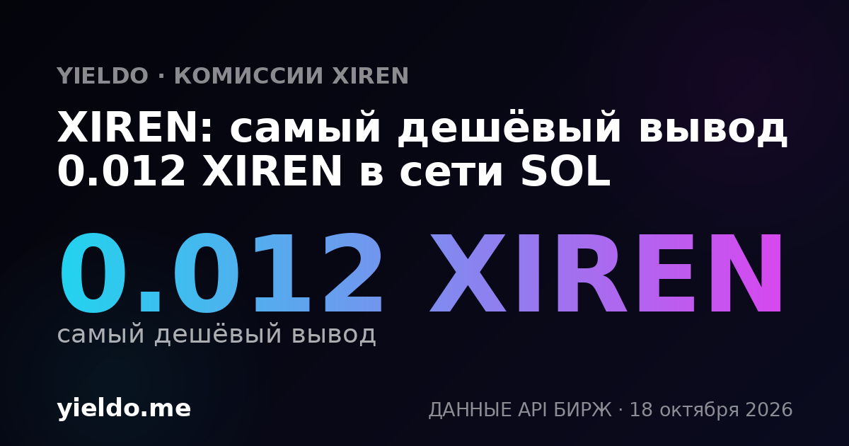 XIREN: самый дешёвый вывод 0.012 XIREN в сети SOL