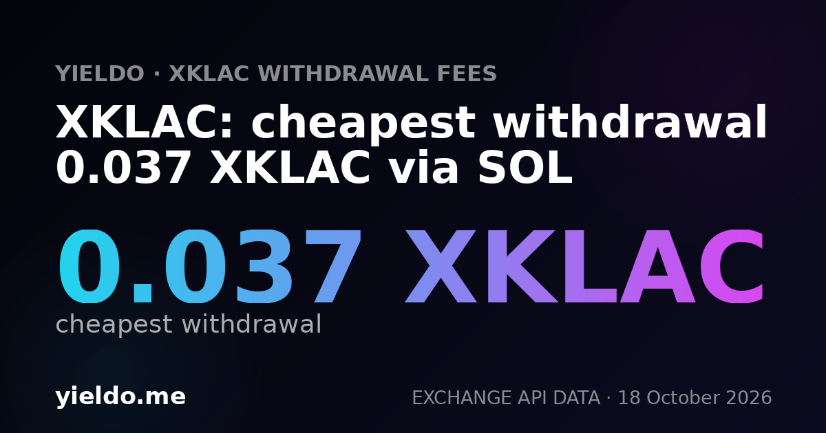 XKLAC: cheapest withdrawal 0.036 XKLAC via SOL