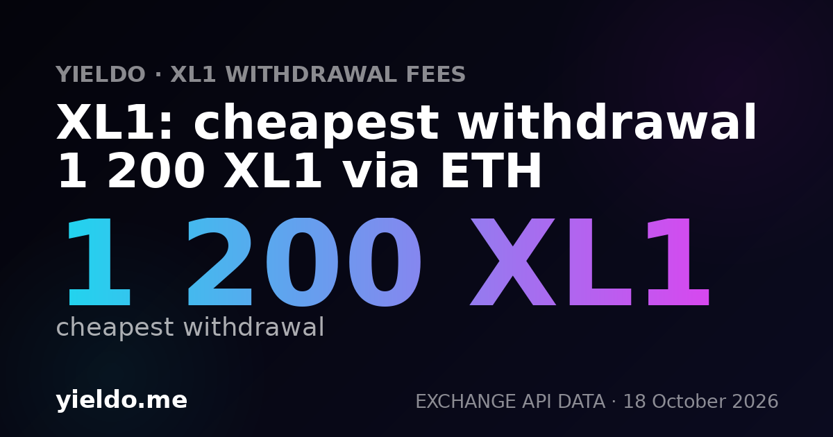 XL1: cheapest withdrawal 1 200 XL1 via ETH
