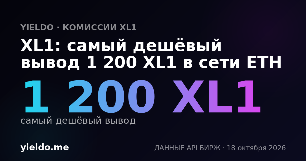 XL1: самый дешёвый вывод 1 200 XL1 в сети ETH