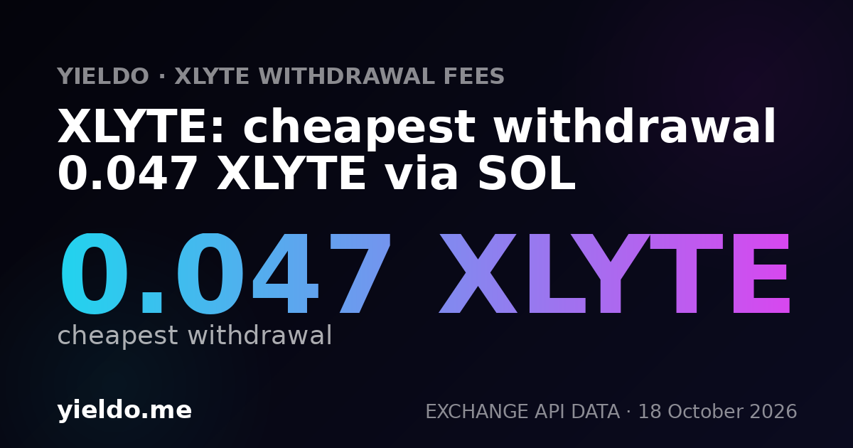 XLYTE: cheapest withdrawal 0.047 XLYTE via SOL
