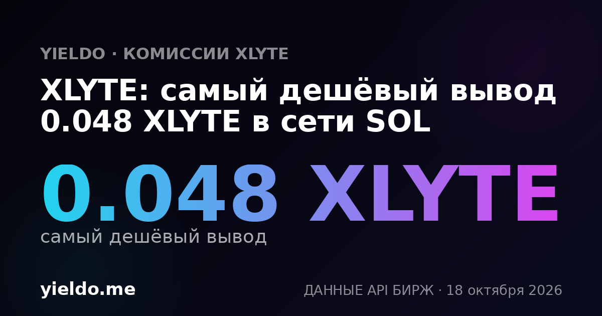 XLYTE: самый дешёвый вывод 0.047 XLYTE в сети SOL