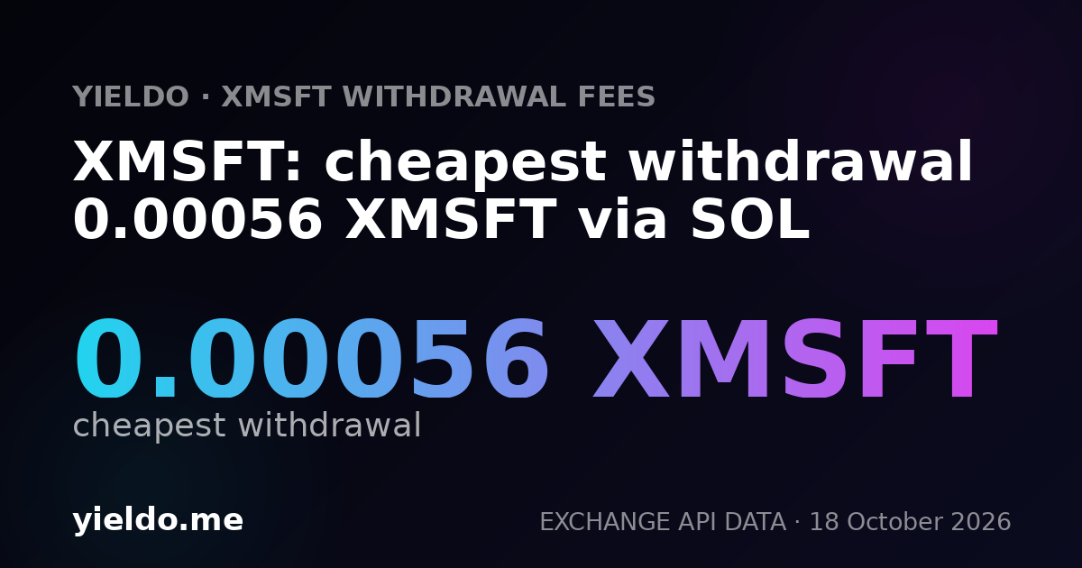 XMSFT: cheapest withdrawal 0.00056 XMSFT via SOL