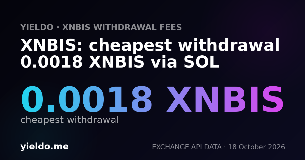 XNBIS: cheapest withdrawal 0.0018 XNBIS via SOL