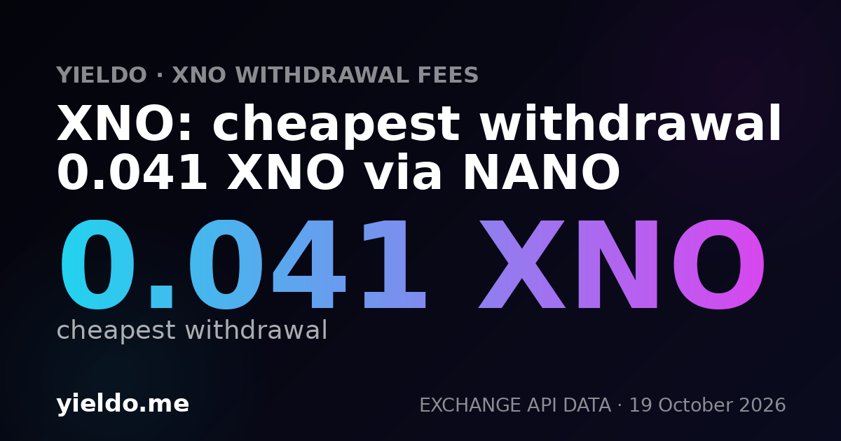XNO: cheapest withdrawal 0.041 XNO via NANO