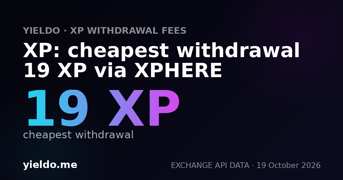XP: cheapest withdrawal 19 XP via XPHERE