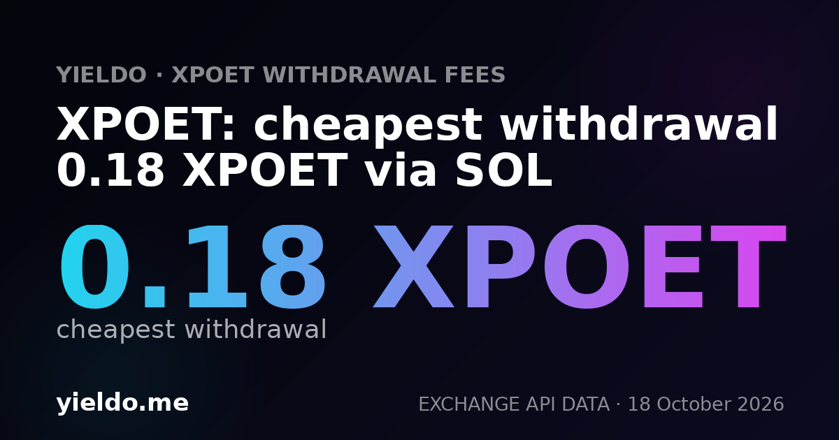 XPOET: cheapest withdrawal 0.18 XPOET via SOL