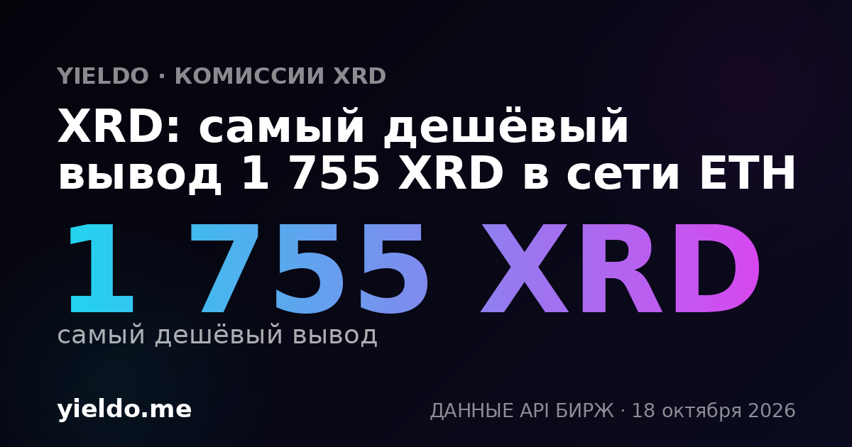XRD: самый дешёвый вывод 1 755 XRD в сети ETH
