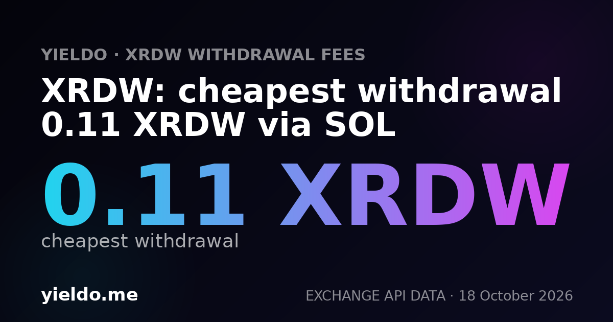 XRDW: cheapest withdrawal 0.11 XRDW via SOL