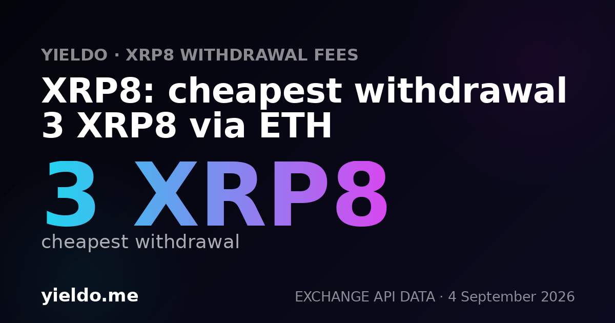 XRP8: cheapest withdrawal 3 XRP8 via ETH
