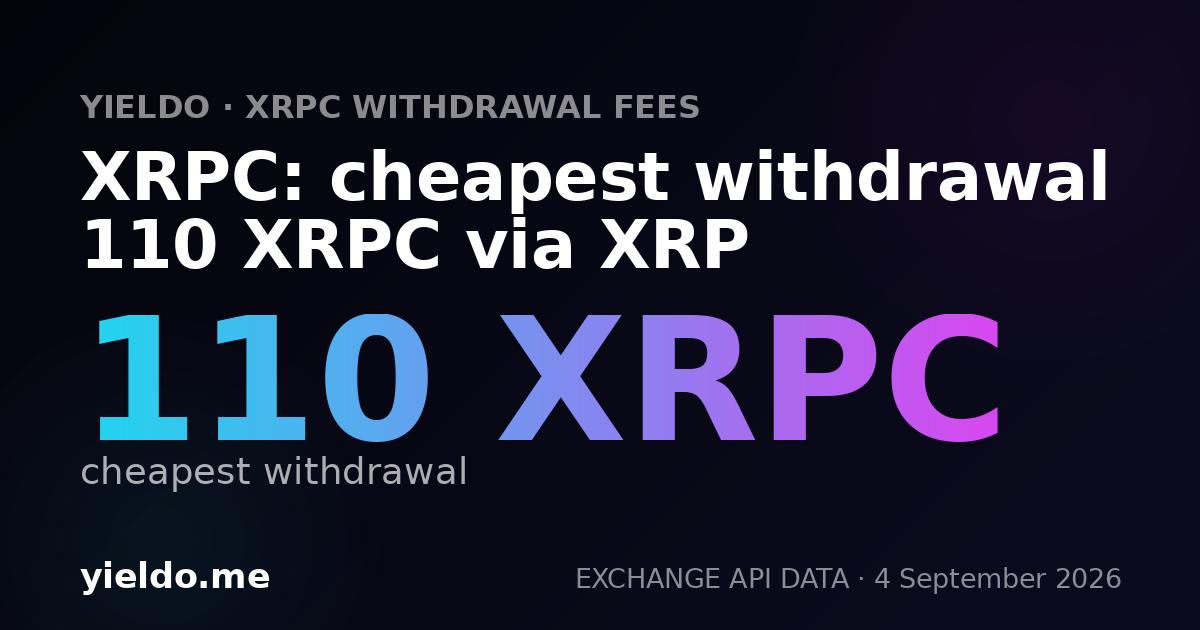 XRPC: cheapest withdrawal 110 XRPC via XRP