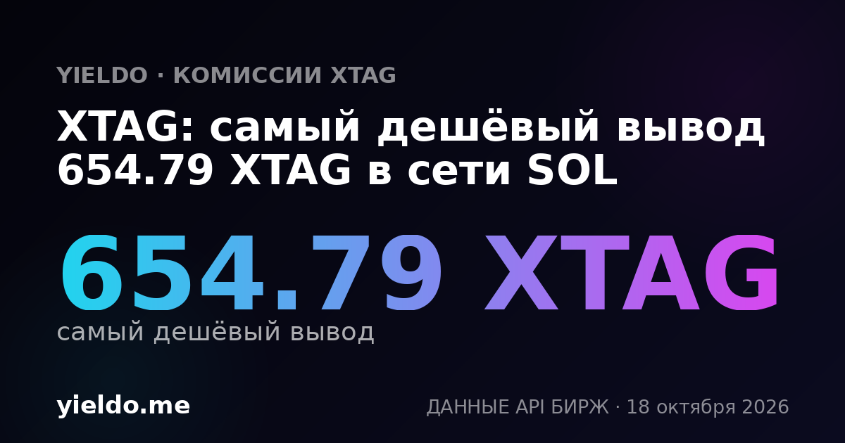 XTAG: самый дешёвый вывод 654.79 XTAG в сети SOL