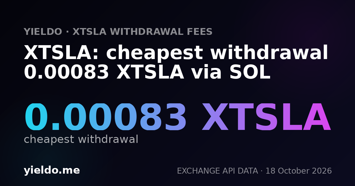 XTSLA: cheapest withdrawal 0.00083 XTSLA via SOL