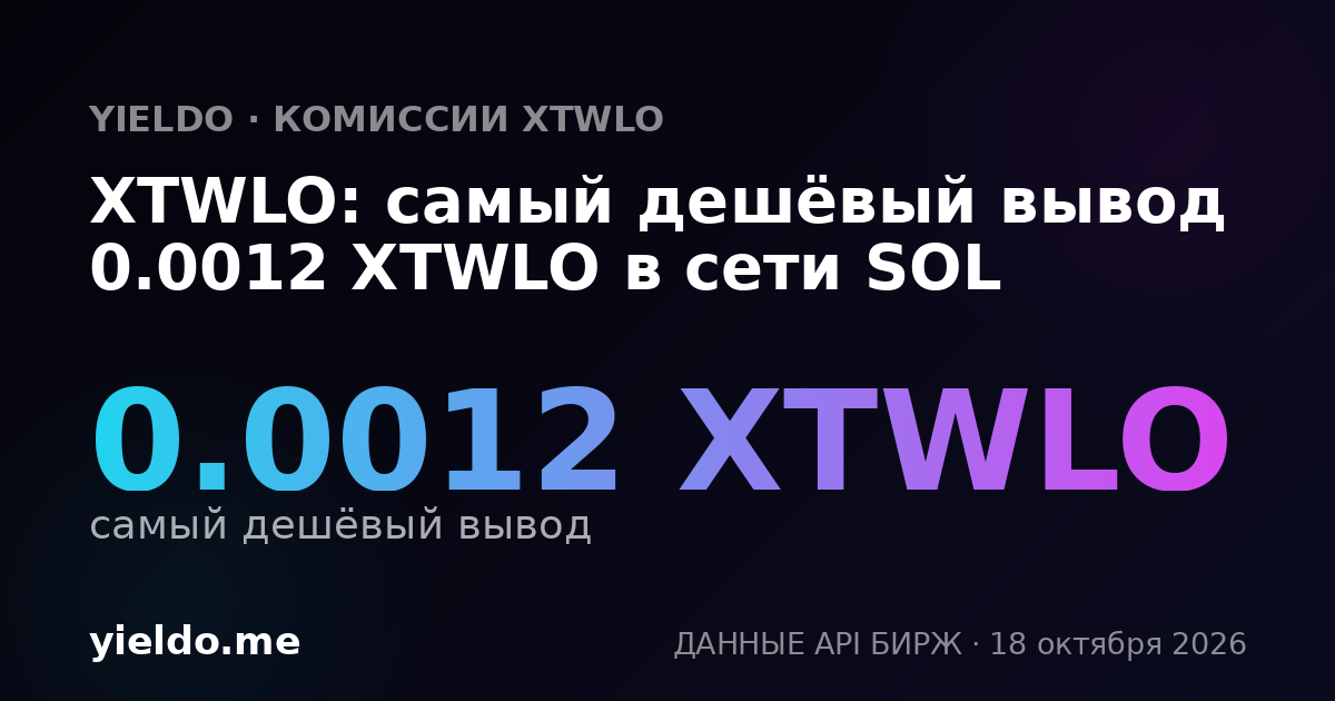 XTWLO: самый дешёвый вывод 0.0012 XTWLO в сети SOL