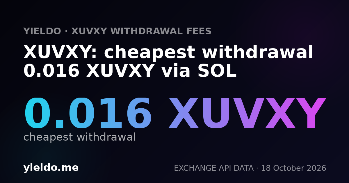 XUVXY: cheapest withdrawal 0.016 XUVXY via SOL