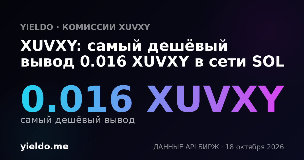 XUVXY: самый дешёвый вывод 0.016 XUVXY в сети SOL