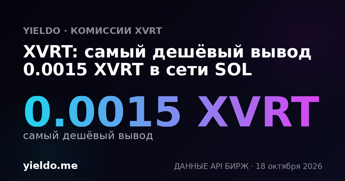 XVRT: самый дешёвый вывод 0.0015 XVRT в сети SOL