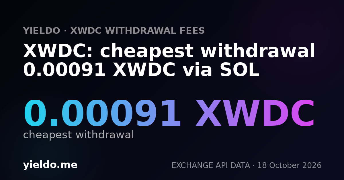XWDC: cheapest withdrawal 0.00092 XWDC via SOL