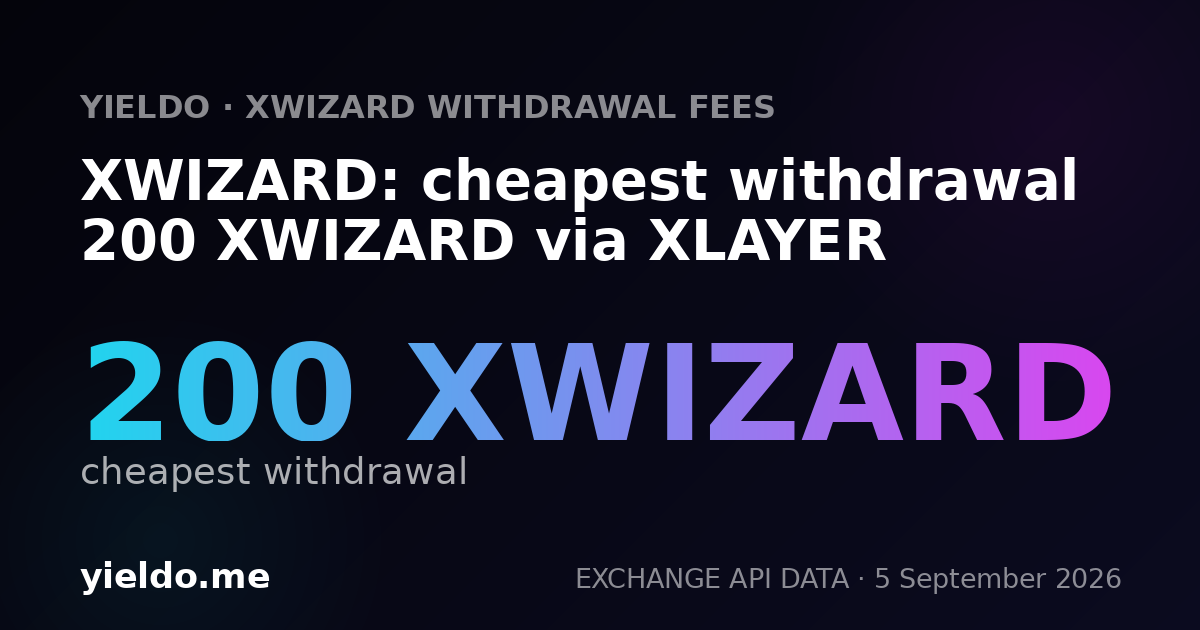 XWIZARD: cheapest withdrawal 200 XWIZARD via XLAYER