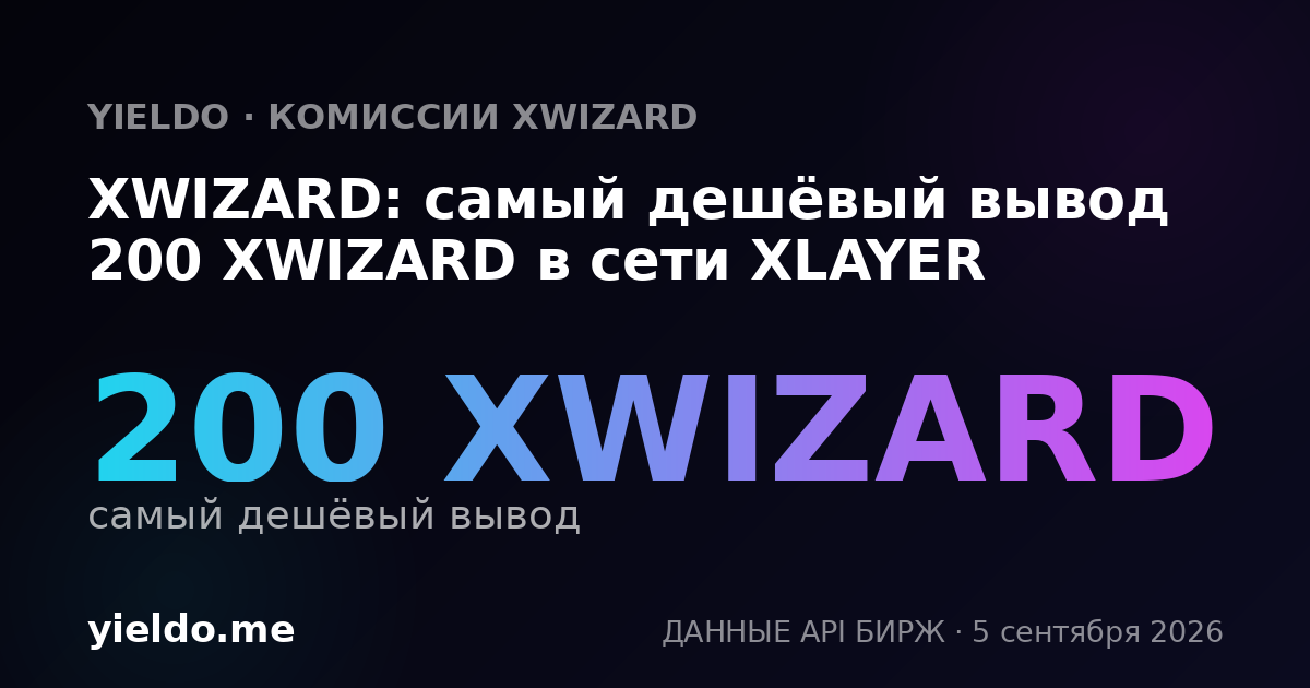 XWIZARD: самый дешёвый вывод 200 XWIZARD в сети XLAYER