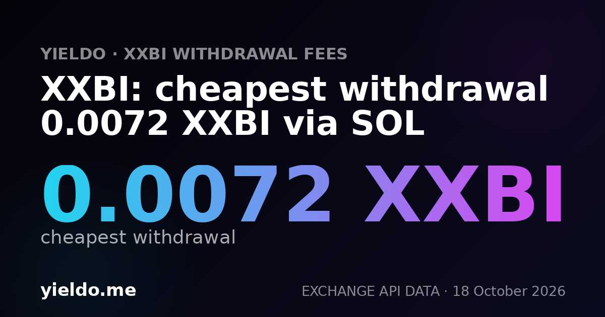 XXBI: cheapest withdrawal 0.0072 XXBI via SOL