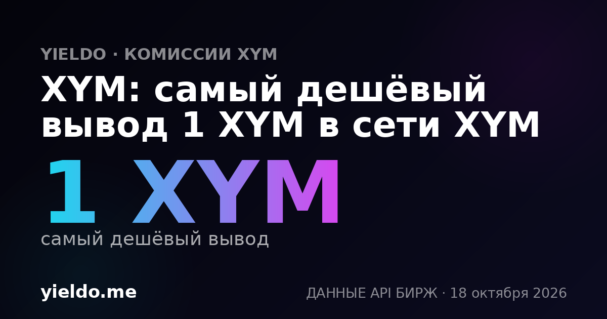 XYM: самый дешёвый вывод 1 XYM в сети XYM