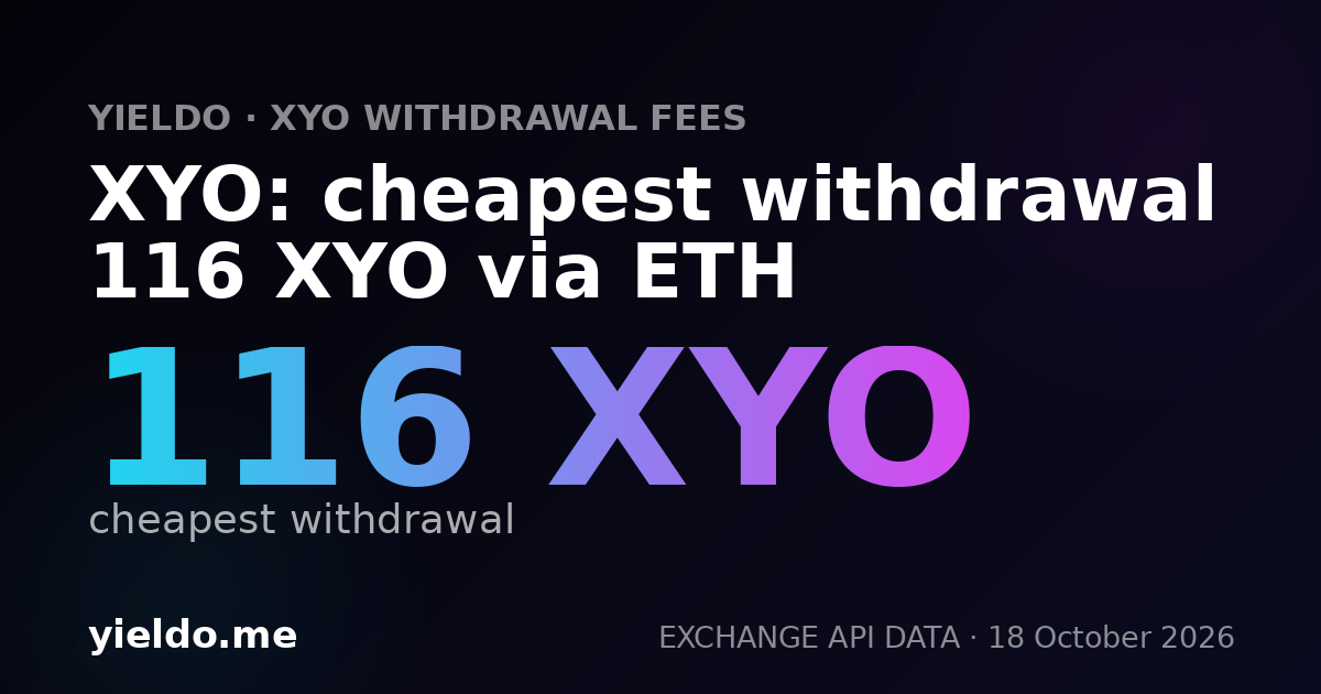 XYO: cheapest withdrawal 116 XYO via ETH