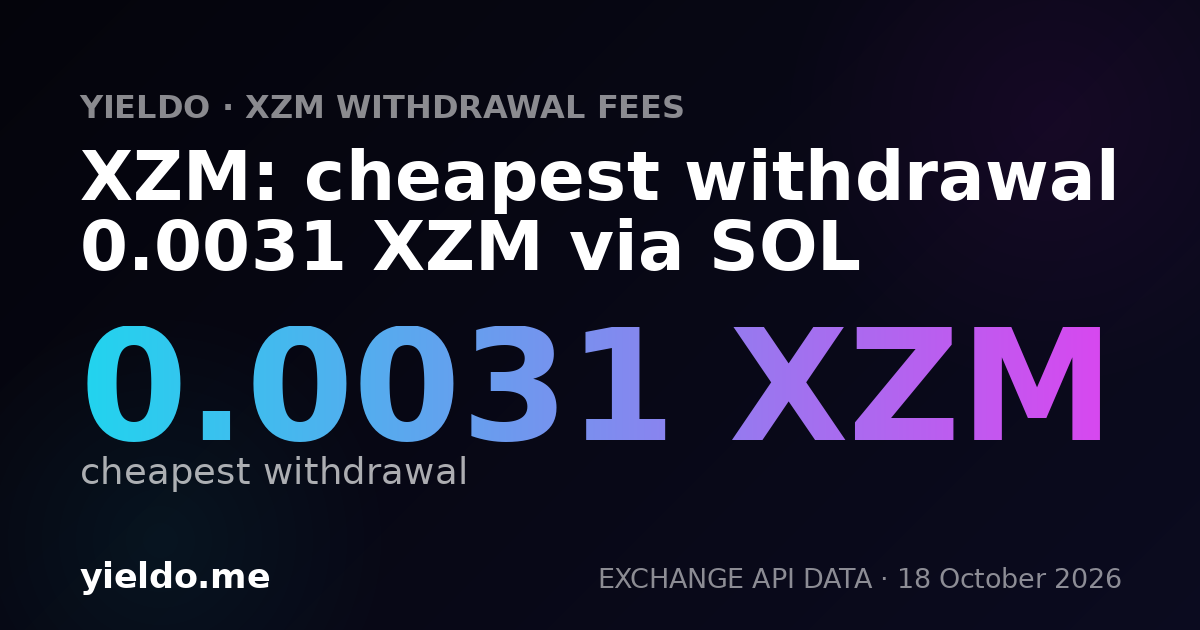XZM: cheapest withdrawal 0.0031 XZM via SOL