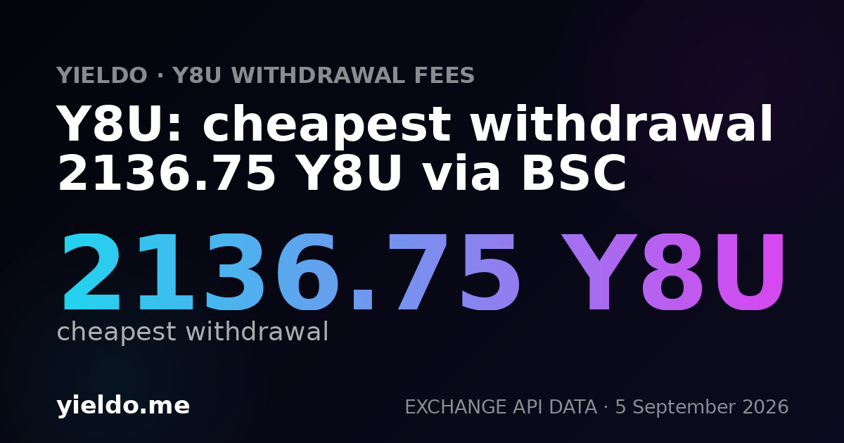 Y8U: cheapest withdrawal 2136.75 Y8U via BSC