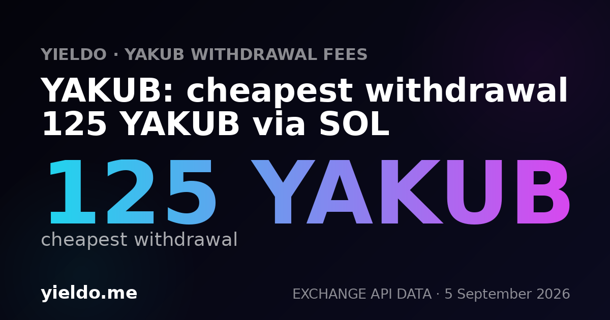 YAKUB: cheapest withdrawal 125 YAKUB via SOL