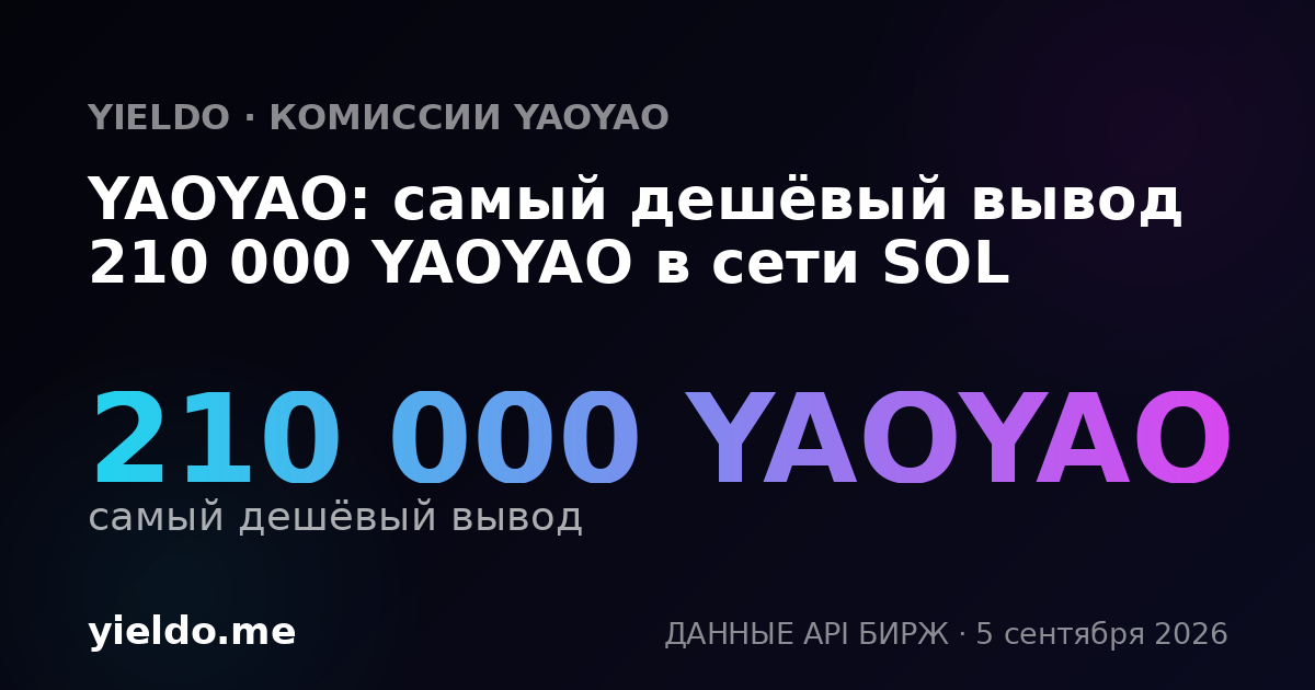 YAOYAO: самый дешёвый вывод 210 000 YAOYAO в сети SOL