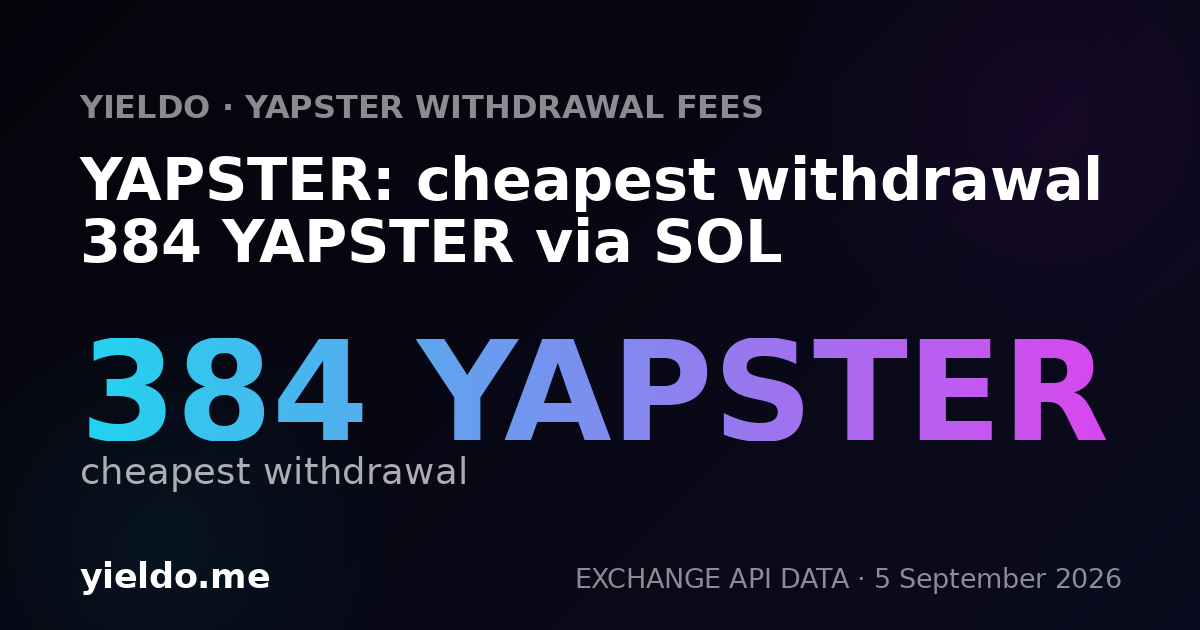 YAPSTER: cheapest withdrawal 384 YAPSTER via SOL