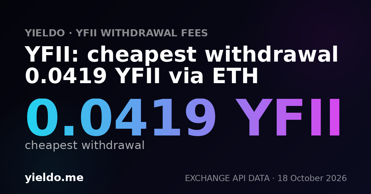 YFII: cheapest withdrawal 0.0419 YFII via ETH