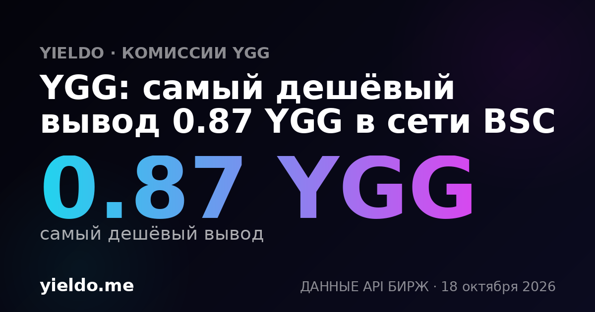 YGG: самый дешёвый вывод 0.87 YGG в сети BSC