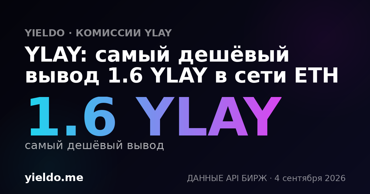 YLAY: самый дешёвый вывод 1.6 YLAY в сети ETH