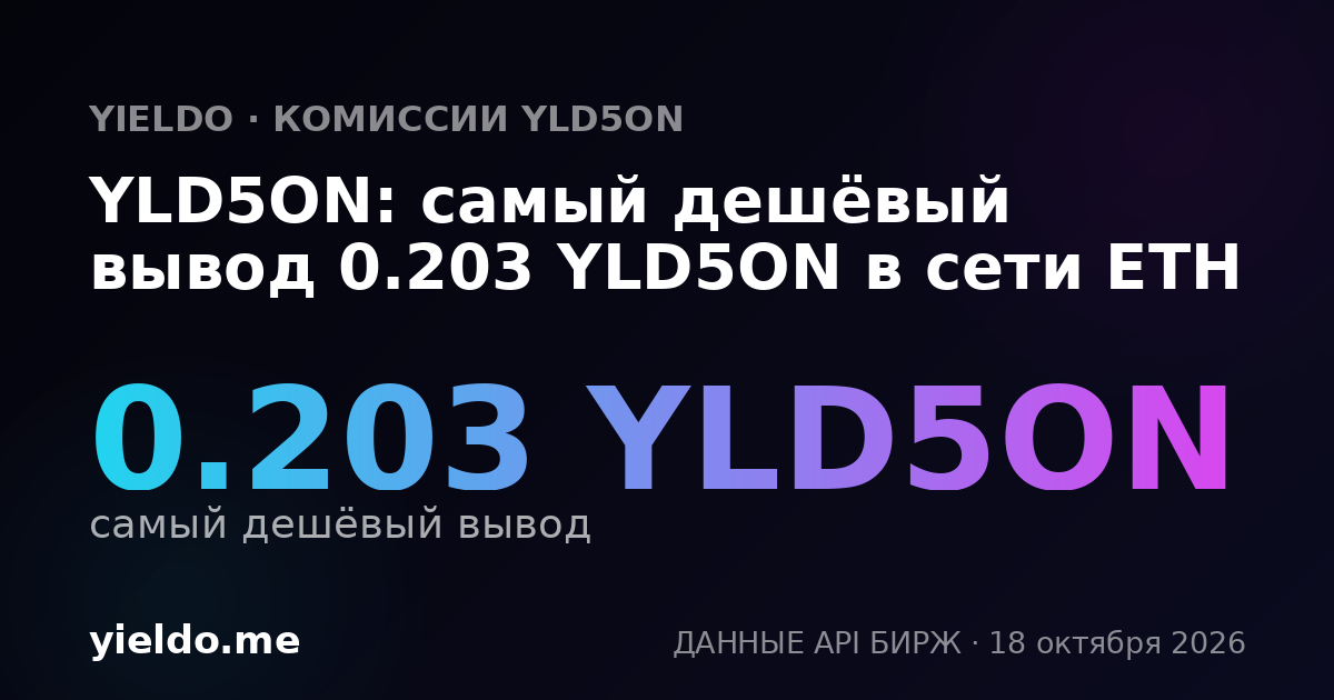 YLD5ON: самый дешёвый вывод 0.203 YLD5ON в сети ETH