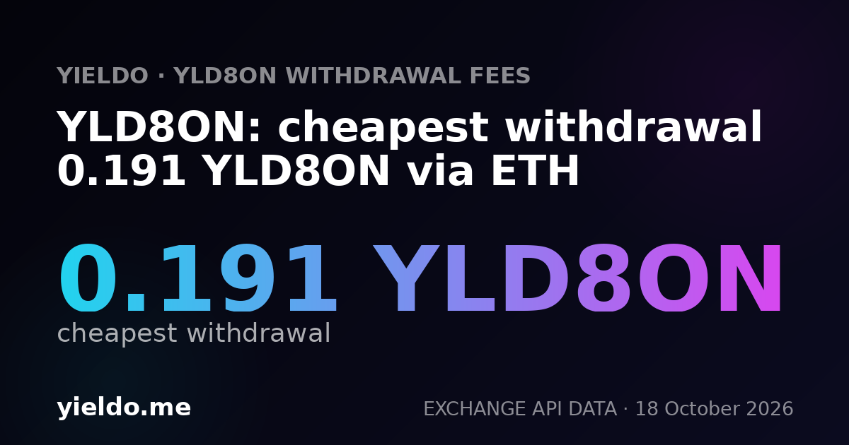 YLD8ON: cheapest withdrawal 0.191 YLD8ON via ETH