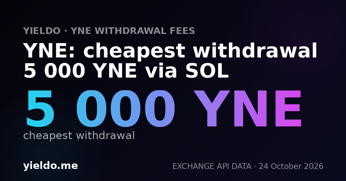 YNE: cheapest withdrawal 5 000 YNE via SOL