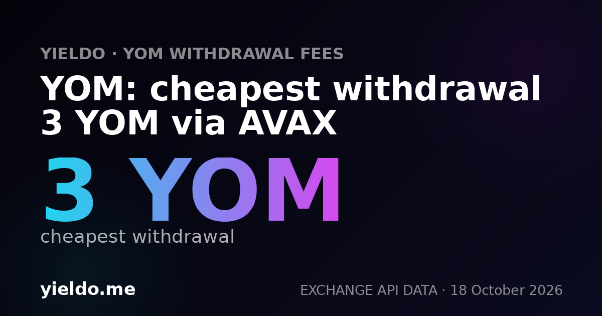 YOM: cheapest withdrawal 3 YOM via AVAX