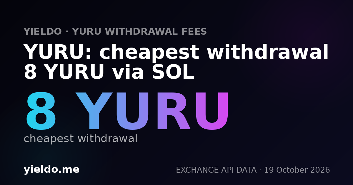 YURU: cheapest withdrawal 8 YURU via SOL